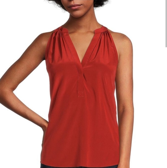 Antonio Melani Olivia Button Front Split V-Neck Sleeveless Top - Picture 1 of 8
